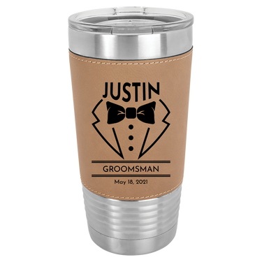 Personalized 20oz Leatherette Groomsmen Tumbler Gift